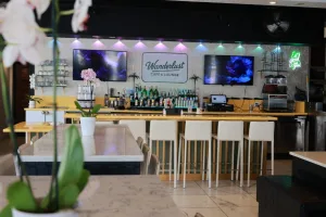 Coffee bar inside Wanderlust Cafe in Miami Beach