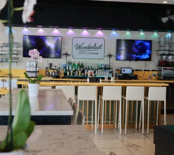 Coffee bar inside Wanderlust Cafe in Miami Beach