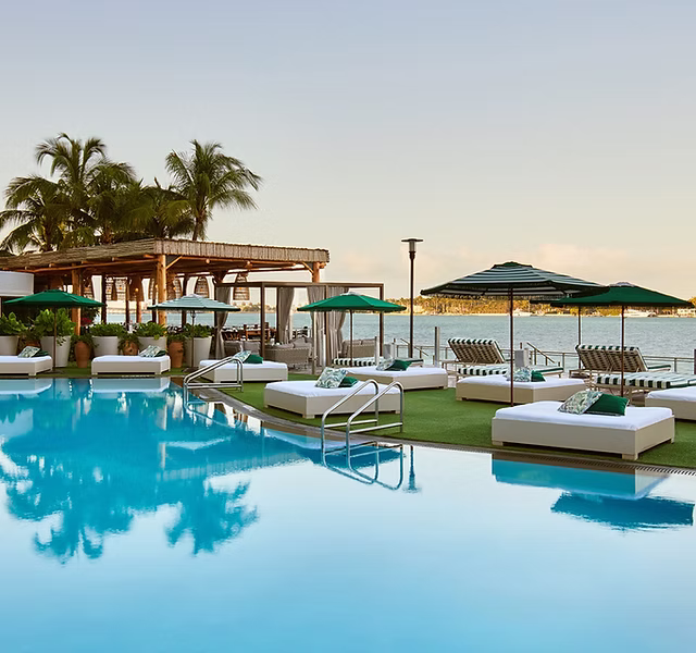 Poolside cabanas at Baia at Mondrian South Beach