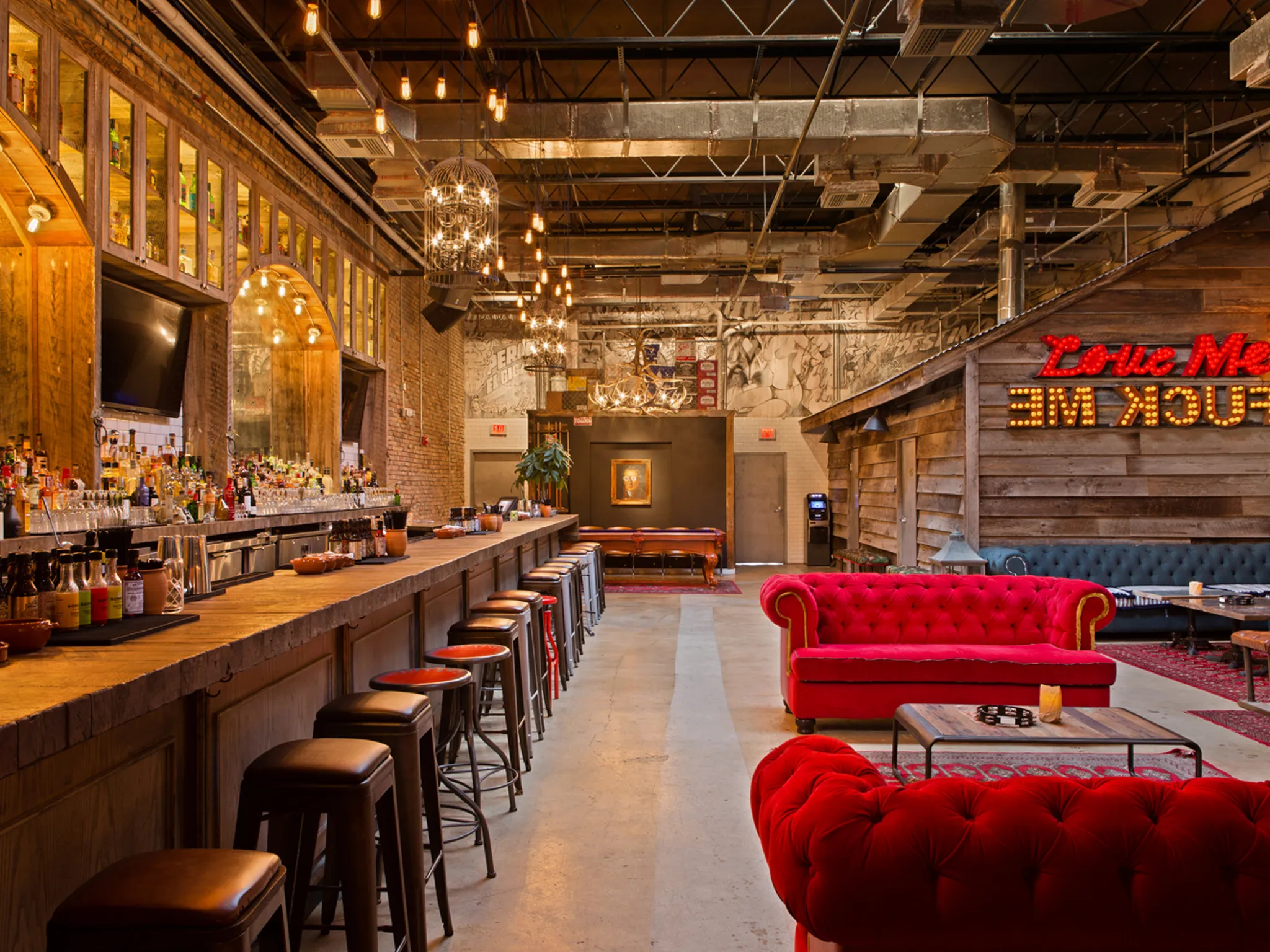 Interior bar and lounge of Bodega Taqueria y Tequila in Miami Beach with vibrant nightlife atmosphere