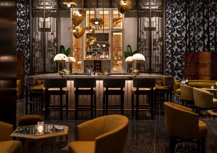 Elegant interior of Lapidus Bar in Miami Beach with stylish seating and a sophisticated lounge atmosphere