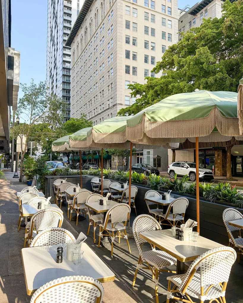 Café Bastille in Miami Beach with charming Paris-inspired design and a relaxed all-day brunch atmosphere