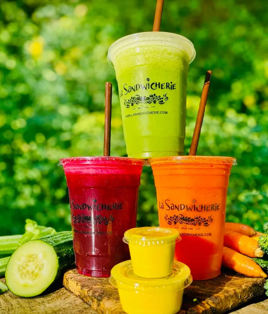 Refreshing drinks served at La Sandwicherie in Miami Beach