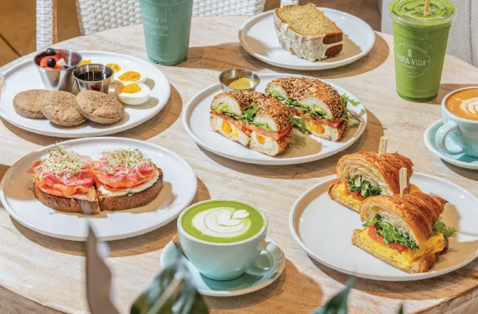 Fresh breakfast spread at Pura Vida Miami Beach