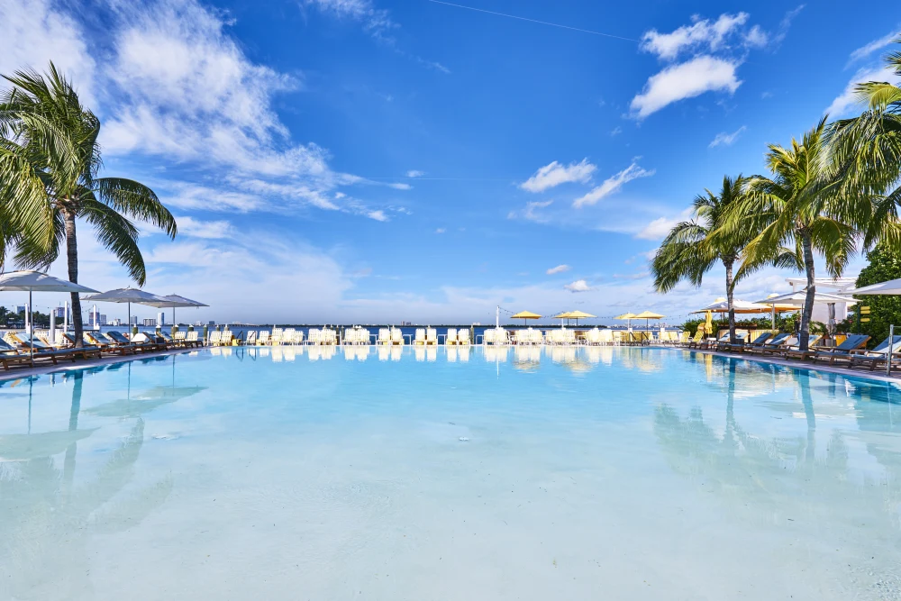 Outdoor pool and waterfront deck at The Standard Spa