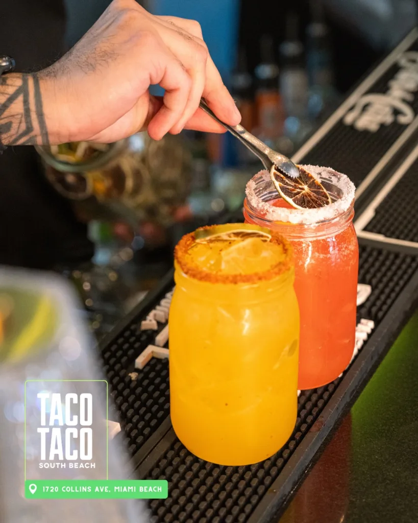 Cocktails served at Taco Taco in Miami Beach