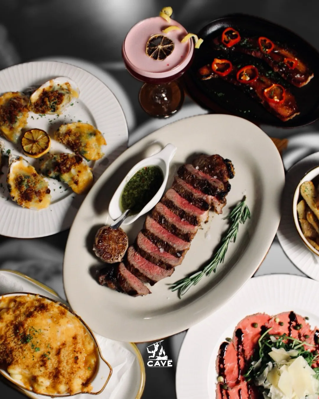 Premium steak dinner and cocktails at CAVE 305 Miami Beach steakhouse