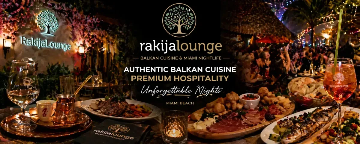 Rakija Lounge Best Balkan Restaurant in Florida Elegant Rakija Lounge Miami Beach dining experience with authentic Balkan cuisine, cocktails, and vibrant nightlife atmosphere