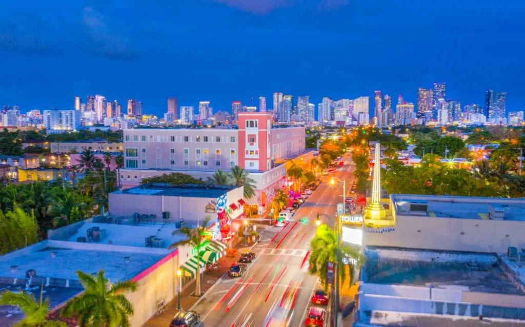 Colorful Little Havana street in Miami with Cuban culture and local charm