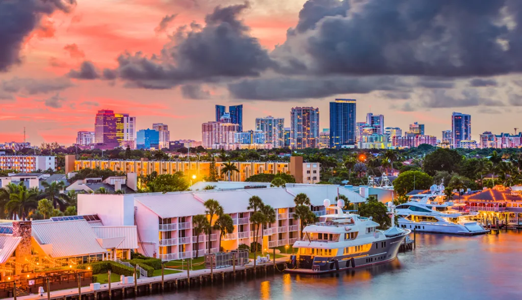 Scenic view of Fort Lauderdale with waterfront buildings and canals