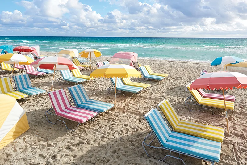 Beautiful Mid Beach in Miami Beach with clean sand, turquoise water, and a calm seaside atmosphere