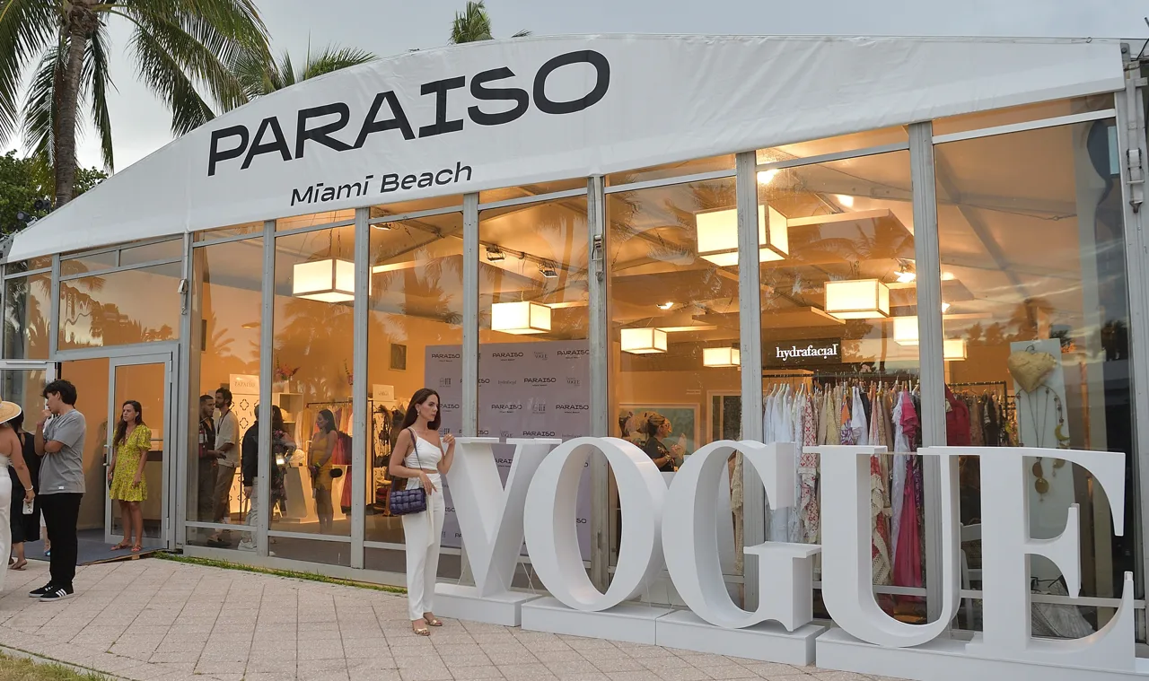 PARAISO Miami Swim Week venue with luxury fashion installations and designer swimwear showcases in South Beach.
