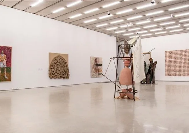 Modern art gallery space at Pérez Art Museum Miami displaying contemporary sculptures and visual art installations as part of Miami's thriving cultural scene.