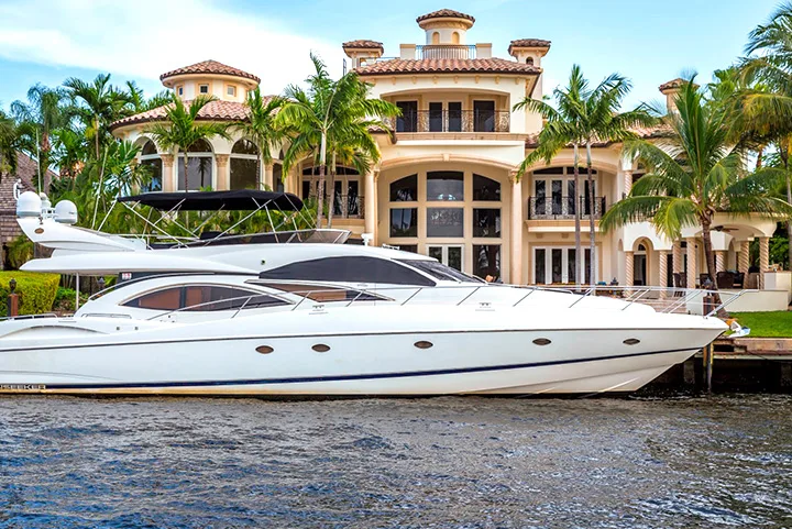 Luxury yacht cruising on the water in Miami.