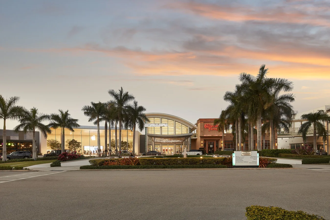 Brickell City Centre in Miami at sunset, showcasing the upscale shopping destination with luxury stores, restaurants, and indoor entertainment perfect for escaping the summer heat.